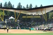 The Oregon Ducks hosted the Wisconsin Badgers in an NCAA regional softball game on Saturday, May 20 at Jane Sanders Stadium in Eugene. Pete Christopher/Staff