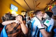 Argentina fans celebrate at a watch party for the World Cup final between Argentina and France at Nico’s Cantina in Northeast Portland on Sunday, Dec. 18, 2022. Argentina beat France on penalty kicks.