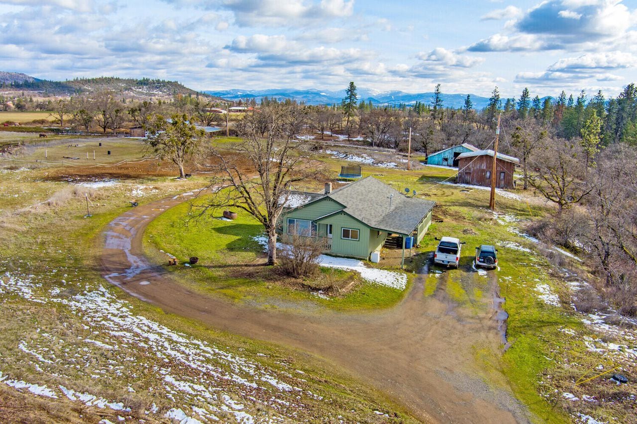 Actor Patrick Duffy smaller parcels for sale 775 Trails End Lane outside of southern Oregon's Eagle Point is a “ranchette" on 29.5 acres with water rights to 21.5 acres, says listing broker Alan DeVries of Cascade Hasson Sotheby's International Realty.