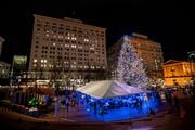 Hundreds gathered at Portland's Pioneer Courthouse Square for the 39th annual menorah lighting Dec. 7, celebrating the first day of Hanukkah.