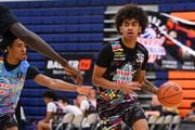 Vyctorius Miller drives to the basket during the Pangos All-American Camp on June 5, 2023 at the Bishop Gorman High School in Las Vegas, NV. (Photo by Brian Rothmuller/Icon Sportswire via Getty Images)