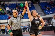 Wrestlers from across Oregon compete in the OSAA Class 5A/6A Girls State Wrestling Championships on February 25, 2023 at the Veterans Memorial Coliseum in Portland.