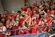 Clackamas fans cheer as the Cavaliers take on the South Medford Panthers in the Oregon Class 6A girls basketball championship game on Saturday, March 11, 2023, at the Chiles Center in Portland. Clackamas won 56-46.