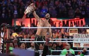 Seth Rollins holds up the belt after he beat Brock Lesnar for the championship at Wrestlemania 35 at MetLife Stadium on Sunday, April 7, 2019. Rollins will be in Hershey Dec. 29 as part of the WWE Holiday Tour. Andrew Mills | NJ Advance Media